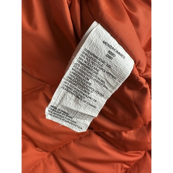 Woolrich 550 Fill Down Herringbone Wool Blend Barn Coat Jacket Mens Large Brown - Picture 12 of 15